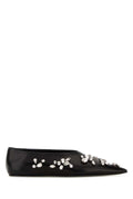 Jil Sander Crystal-Embellished Ballerina Flat — Black