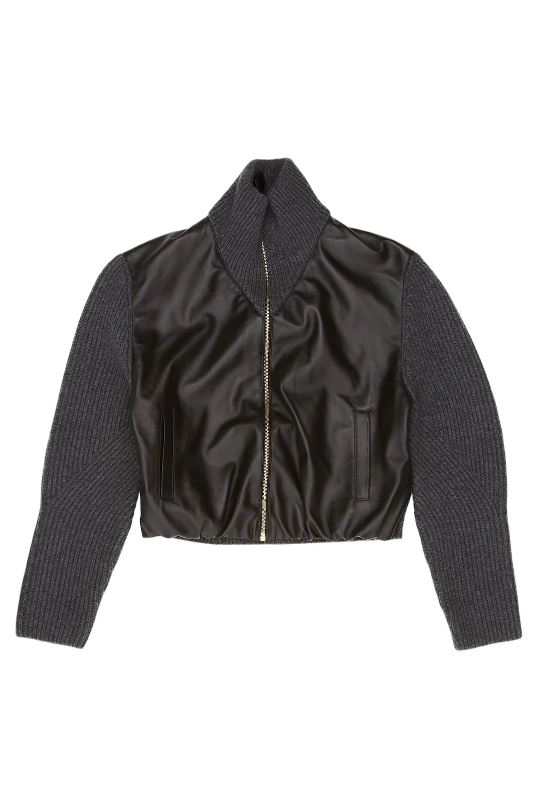 Maison AlaïA Wool and Leather Hybrid Jacket — Gray
