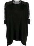 Valentino Lace-Panelled Virgin Wool Blouse — Black