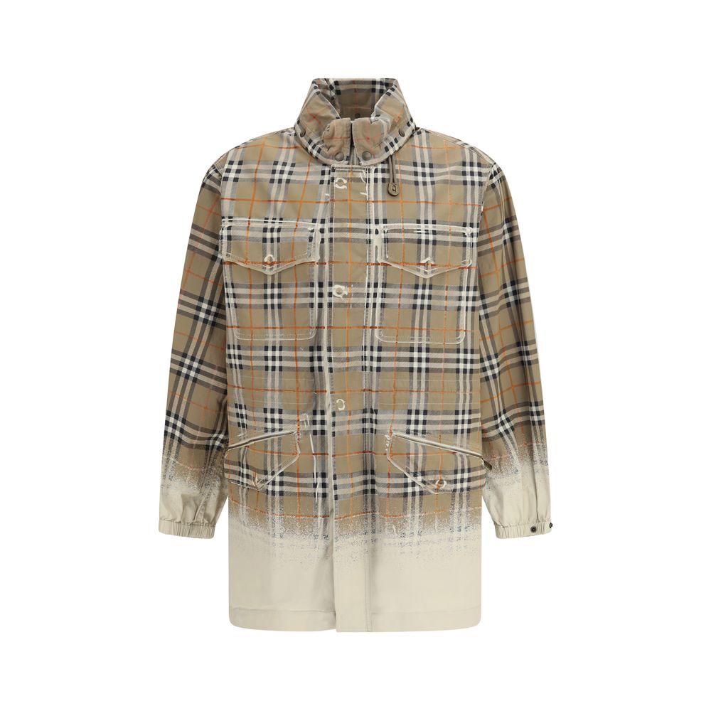 Burberry Faded Check Cotton Gabardine Coat — Beige