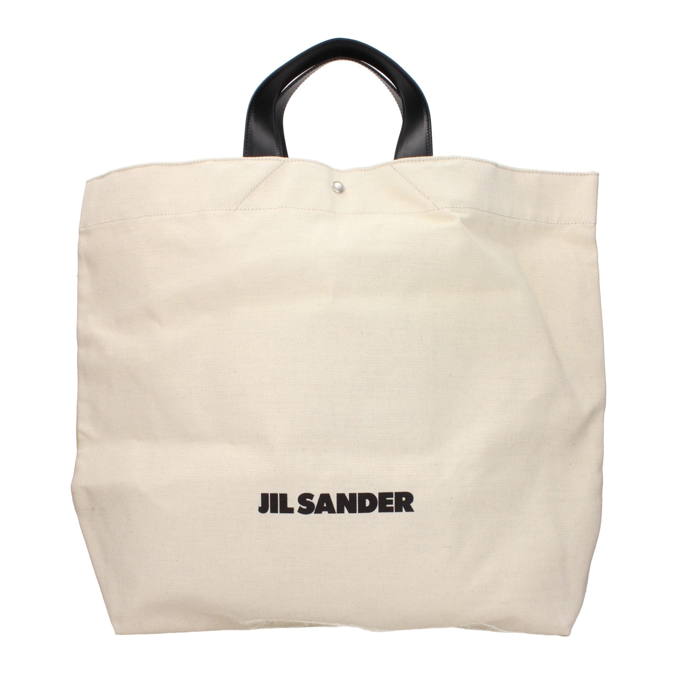 Jil Sander Logo-Embroidered Canvas Tote Bag — Beige