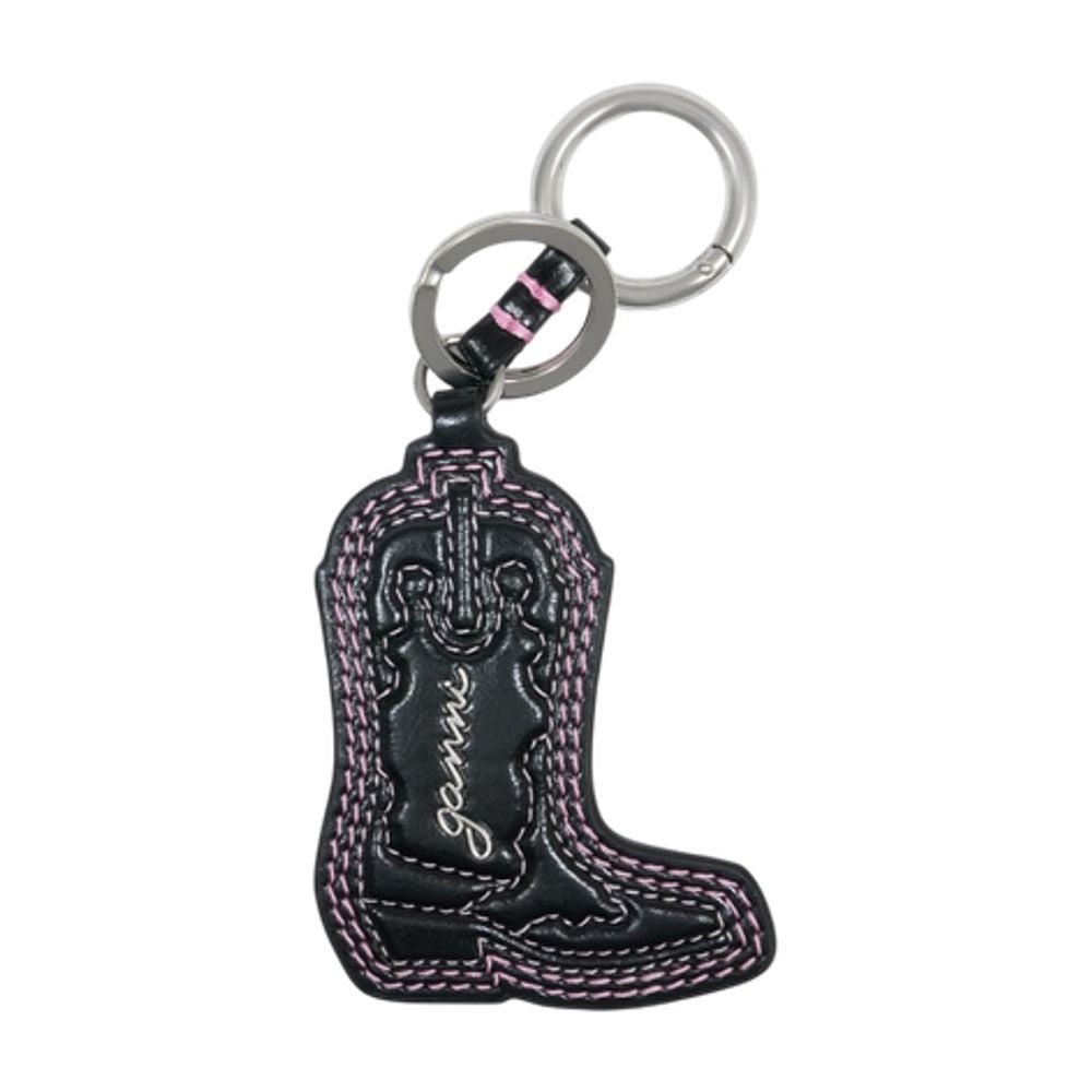 Ganni Western Boot Leather Key Case — Pink