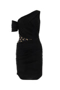 Marine Serre One-Shoulder Ruched Dress — Black