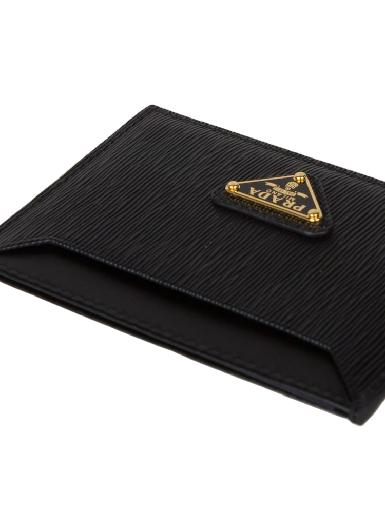 Prada Textured Calfskin Card Case — Black