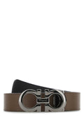 Ferragamo Leather Gancini Buckle Belt — Brown