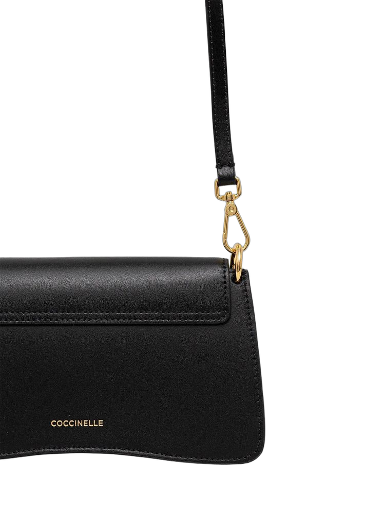 Coccinelle Calf Split Leather Crossbody Bag — Black