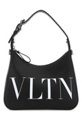 Valentino Garavani Logo-Embroidered Leather Shoulder Bag — Black