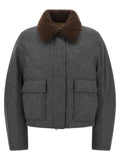 Brunello Cucinelli Virgin Wool with Shearling Collar Jacket — Gray