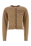 Chloé Logo-Embroidered Wool Blend Cardigan — Beige