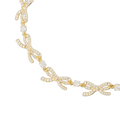 Self-Portrait Crystal Bows Necklace — Gold