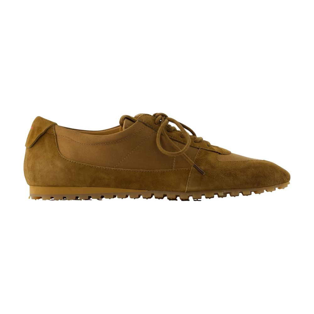 Aeyde Suede Lace-Up Flat — Brown