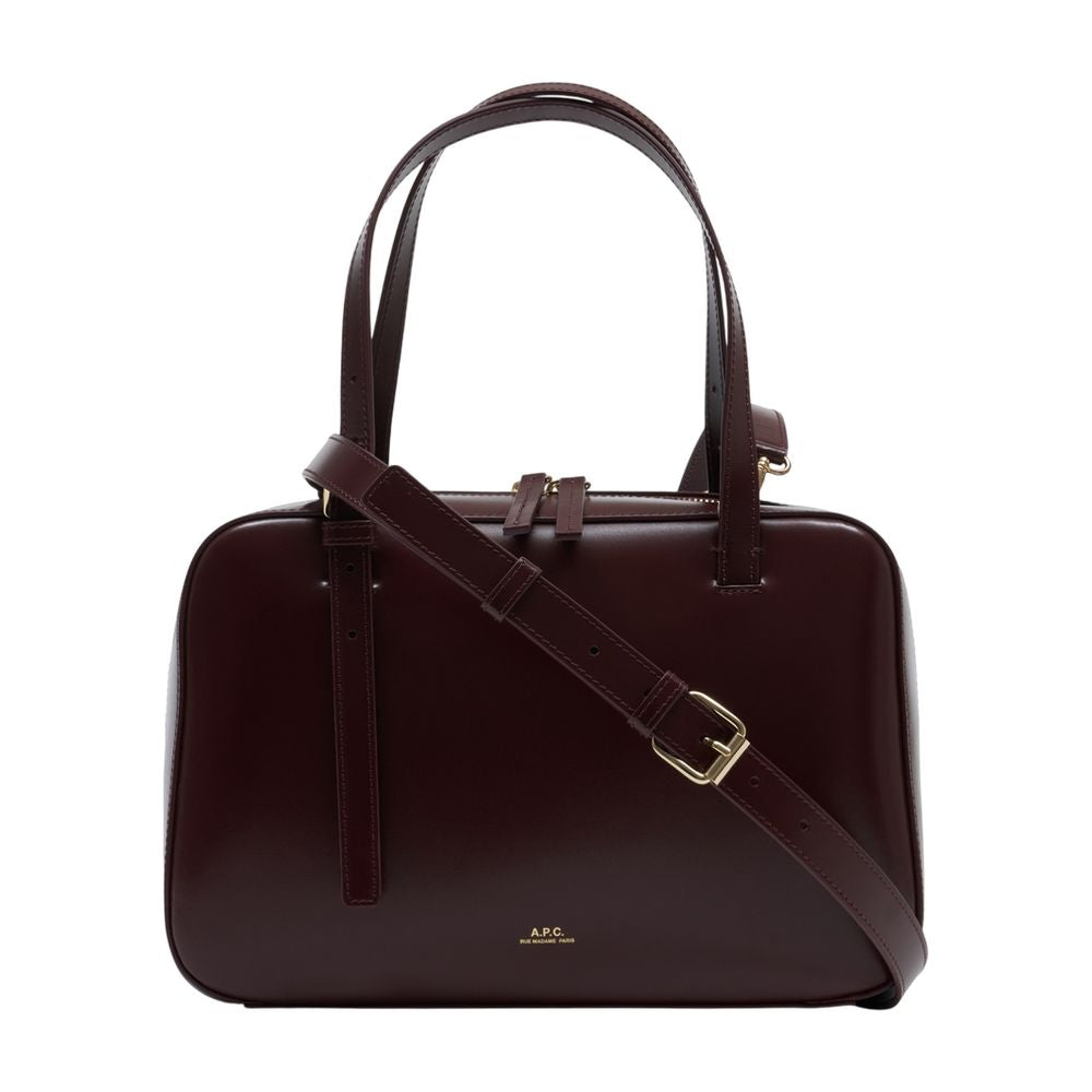 A.P.C. Virginie Box Top Handle Bag — Burgundy