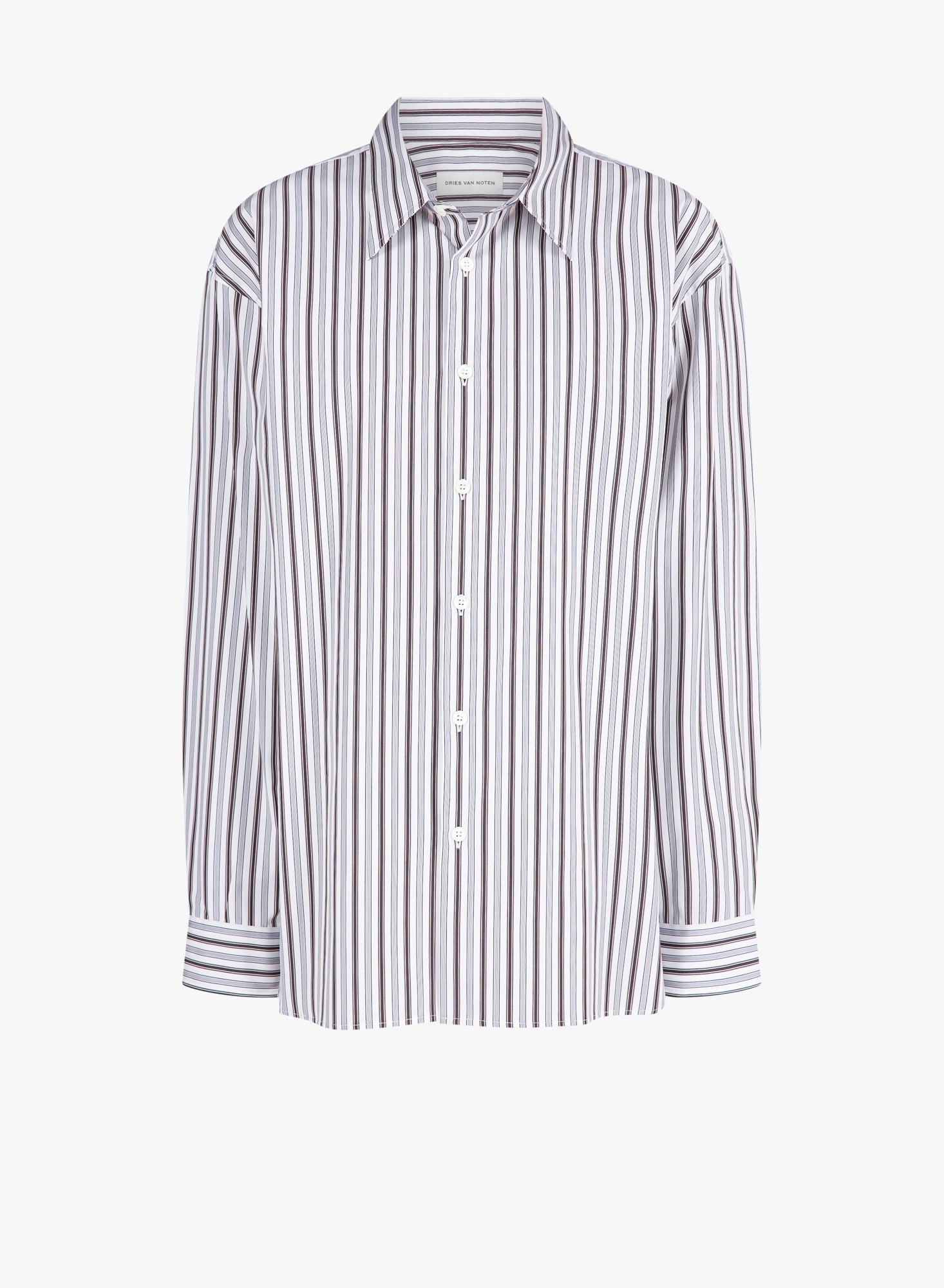 Dries Van Noten Striped Poplin Shirt — White
