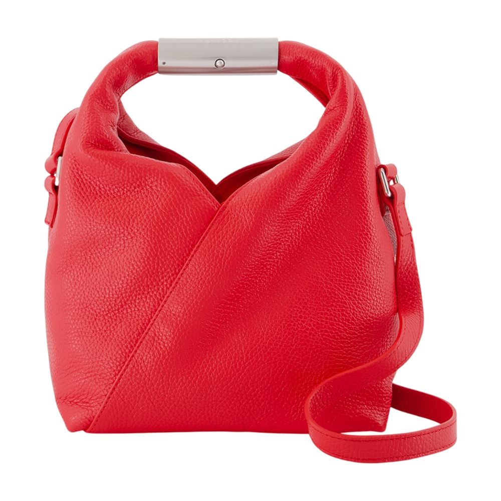 MM6 Maison Margiela Pebbled Leather Shoulder Bag — Red