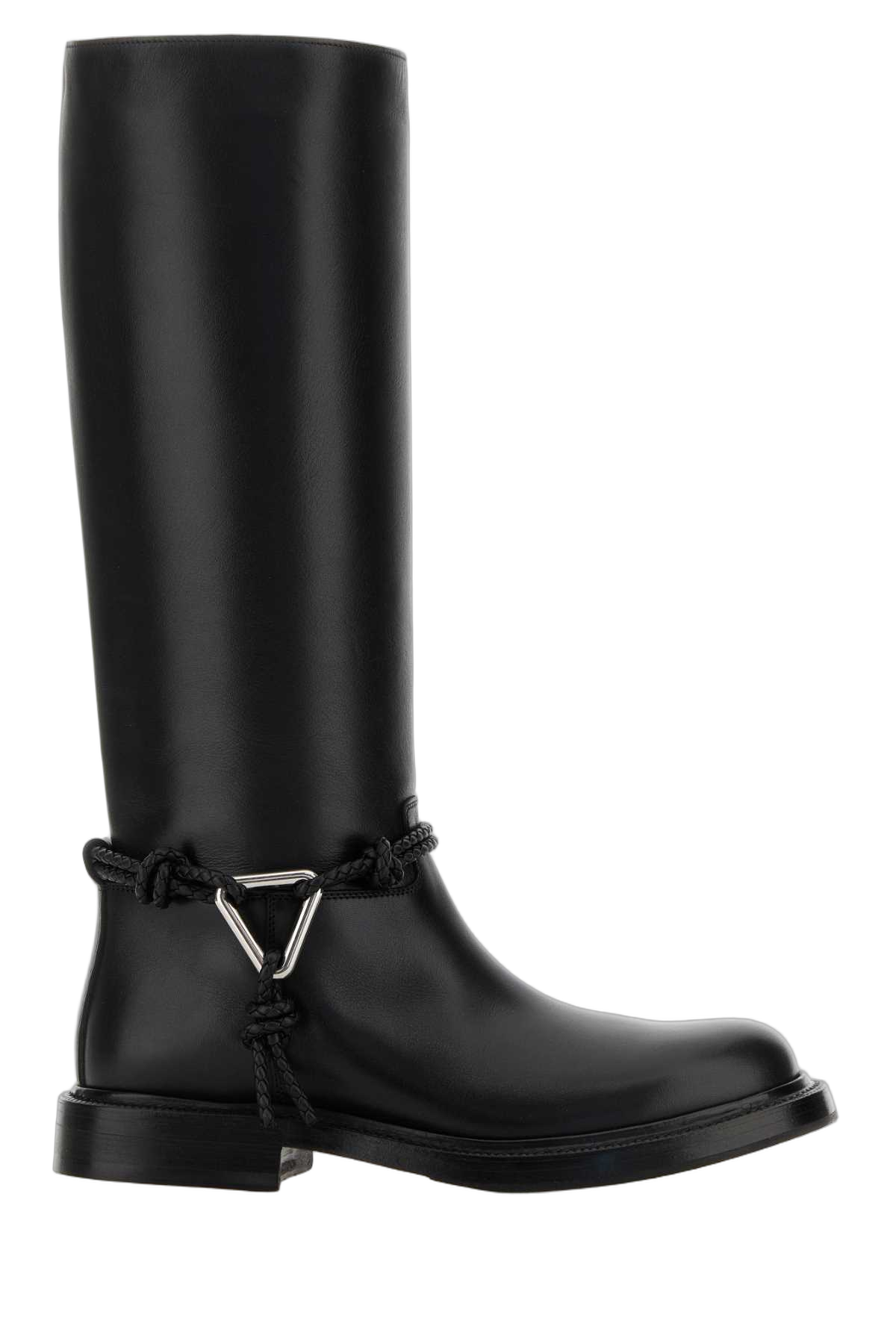 Bottega Veneta Knotted Rope-Trim Leather Boot — Black