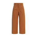 Chloé Organic Cotton Canvas Barrel-Leg Trousers — Orange