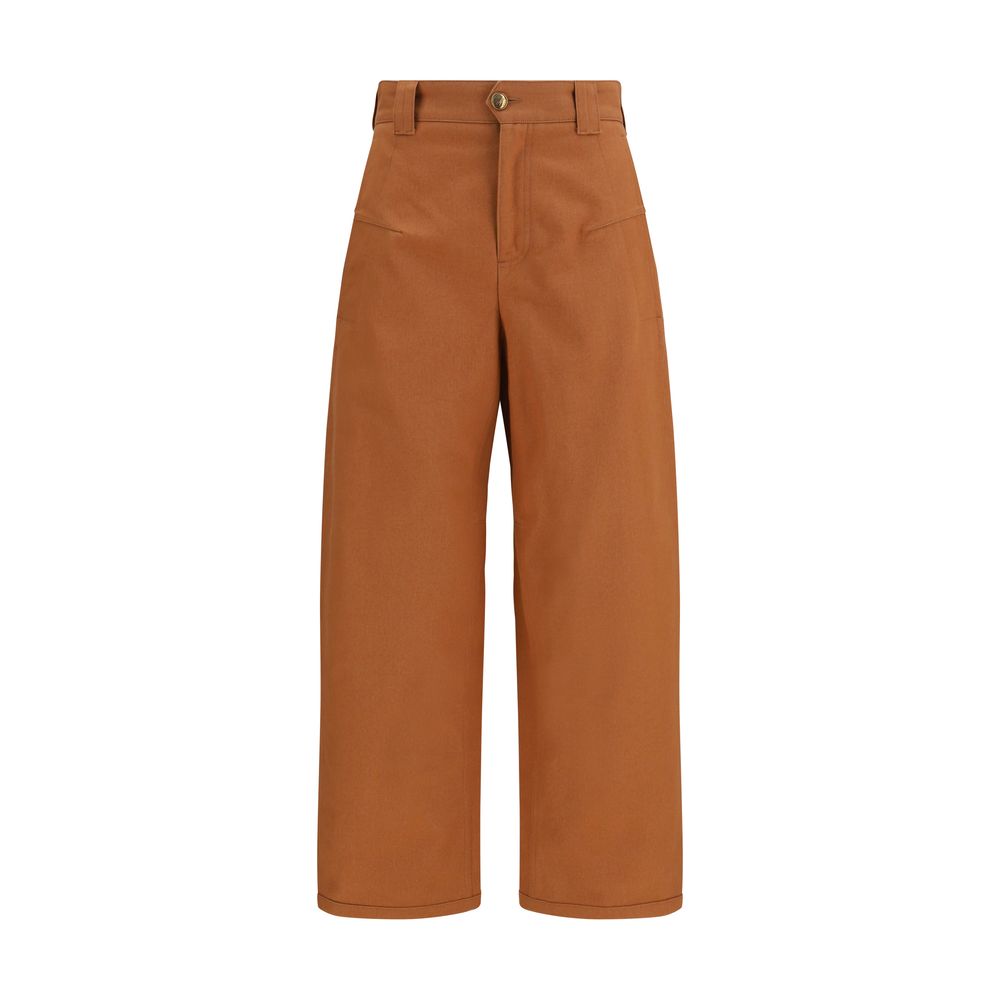 Chloé Organic Cotton Canvas Barrel-Leg Trousers — Orange