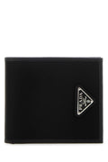 Prada Compact Bi-fold Nylon and Leather Wallet — Black