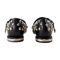 Toga Pulla Stud-Embellished Calfskin Ballerina Flat — Black