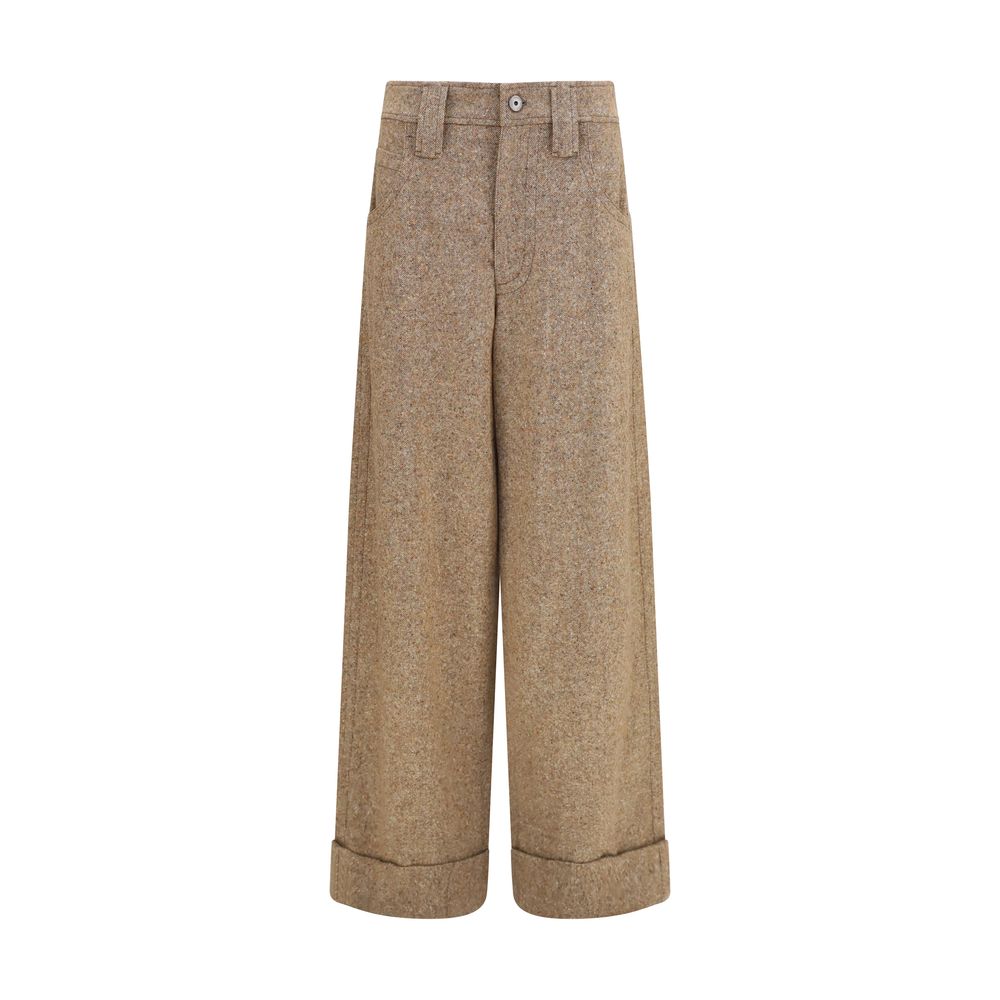 Brunello Cucinelli Merino Wool Blend Trousers — Beige