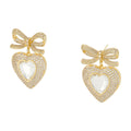 Self-Portrait Bow Crystal Heart Earrings — Gold