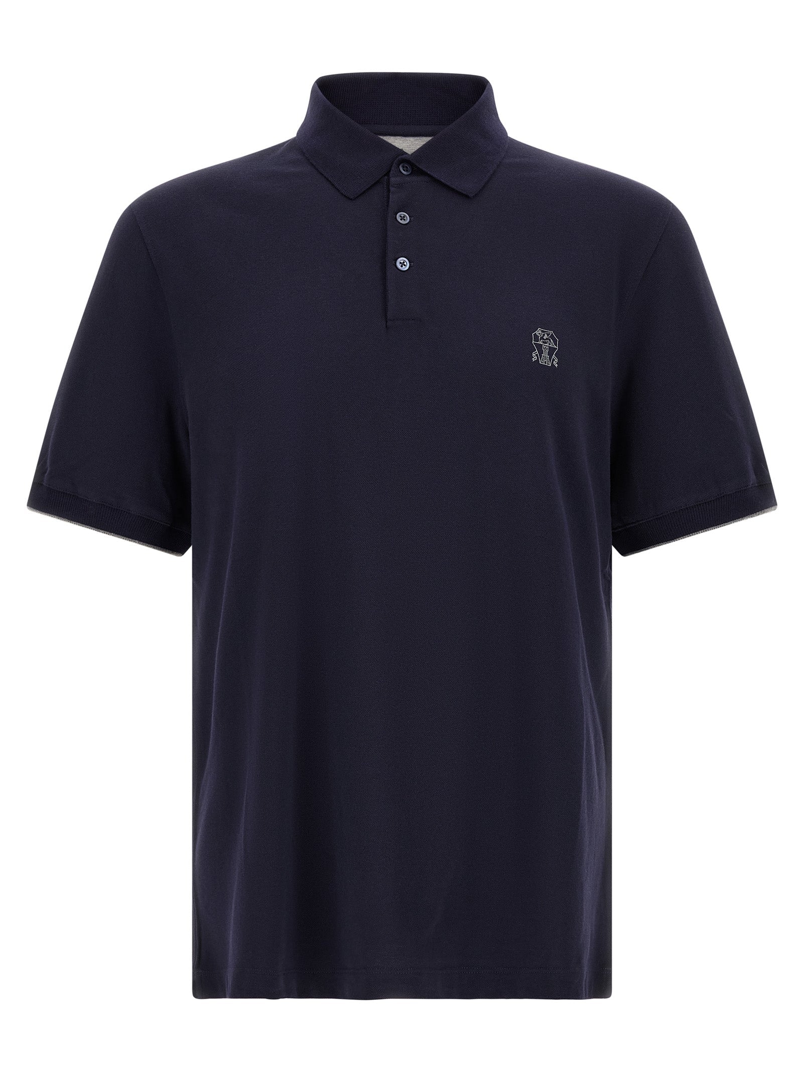 Brunello Cucinelli Cotton Piquet Polo Shirt — Navy