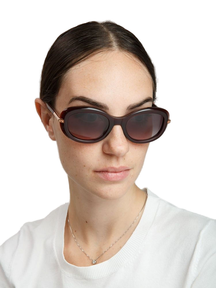Furla SFU984 Acetate Oval Sunglasses — Burgundy