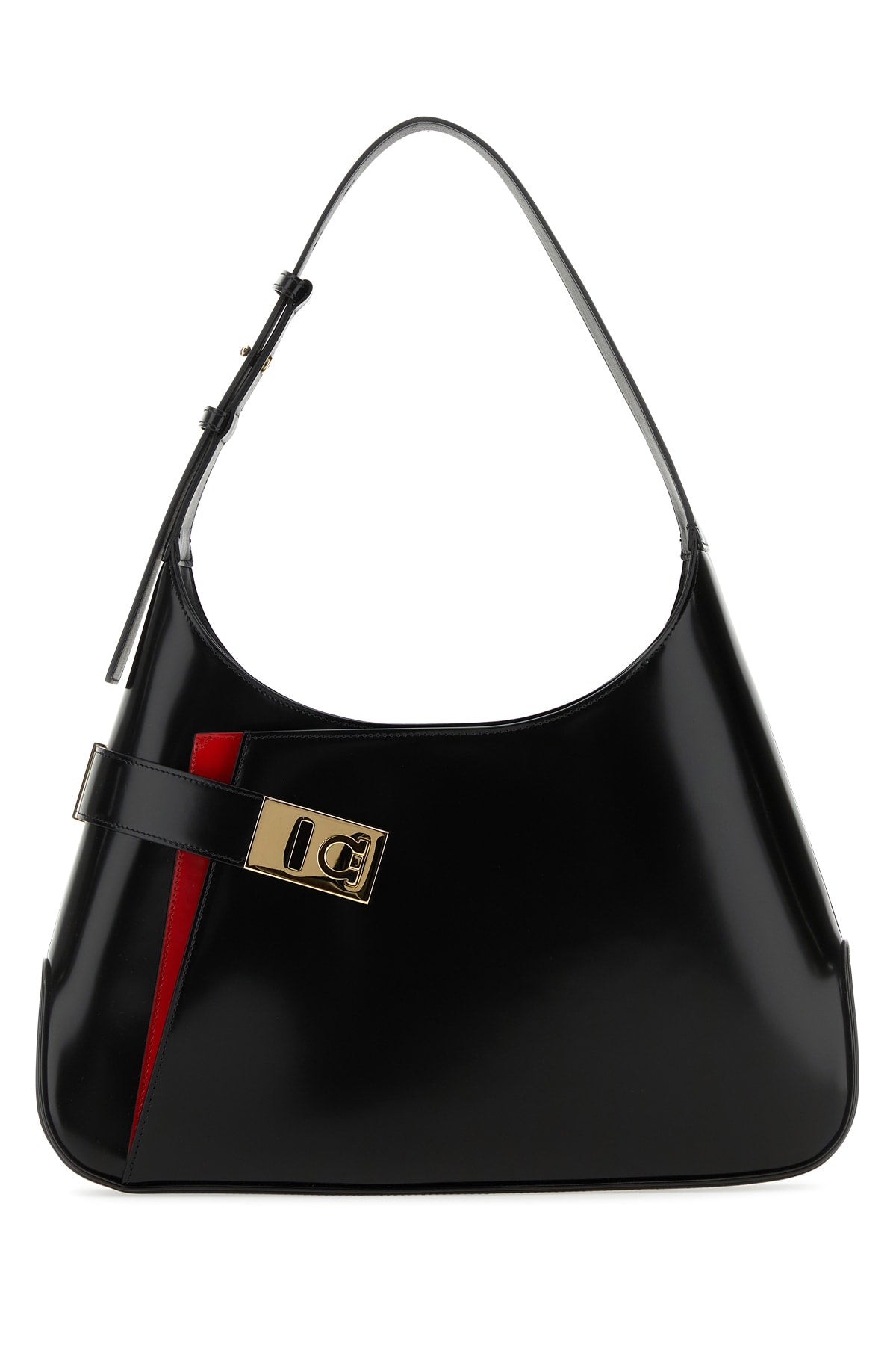 Ferragamo Neroflamered Shoulder Bag — Black