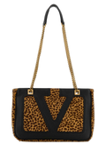 Valentino Garavani Calf Hair Colour-block Shoulder Bag — Brown