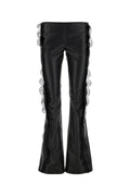 Off-White Lace-Trimmed Leather Trousers — Black