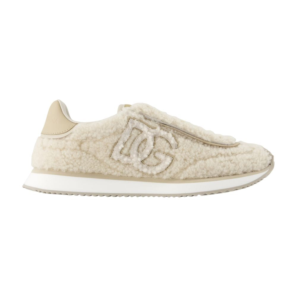 Dolce&Gabbana Wool-Blend Cushioned Sneaker — Beige