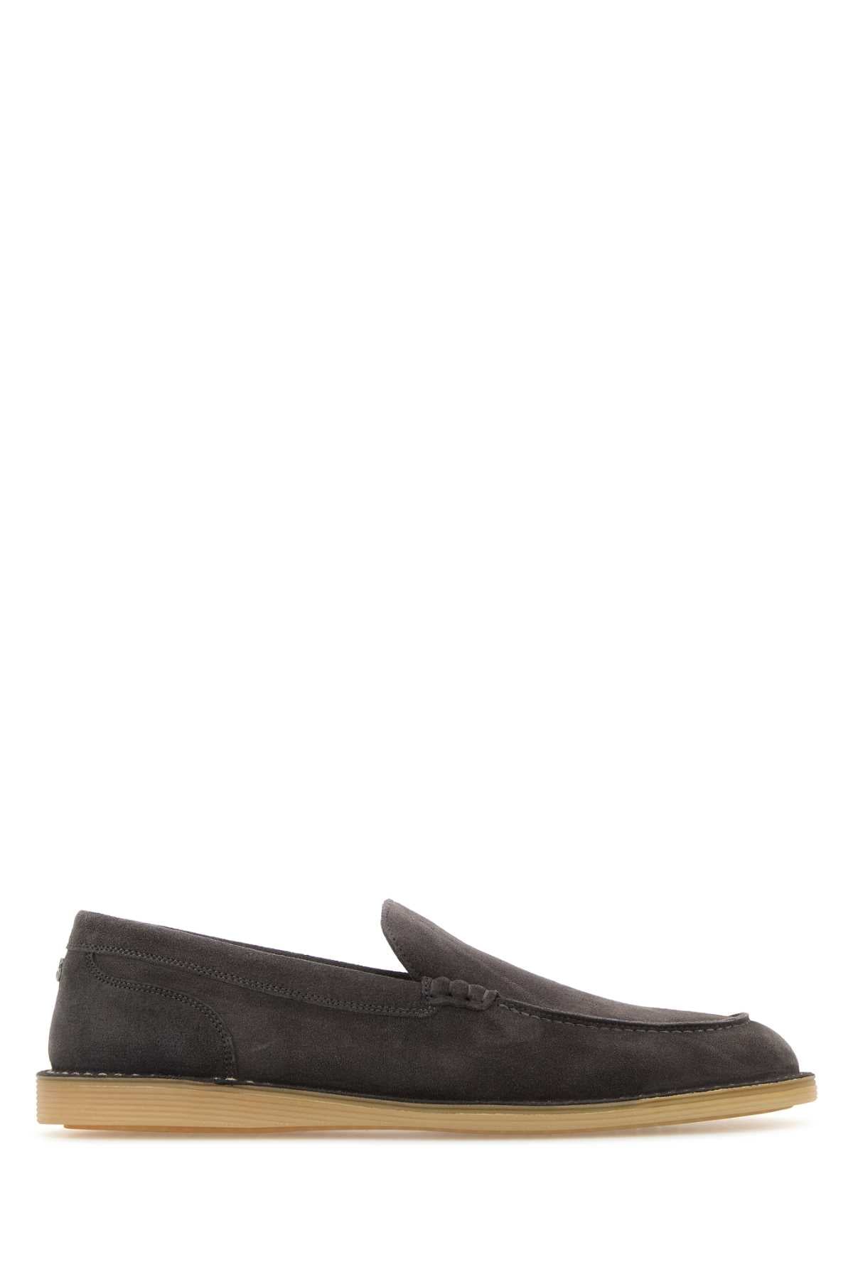 Dolce & Gabbana Suede Moccasin Loafer — Gray