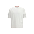 Thom Browne 4-Bar Striped Cotton T-Shirt — White