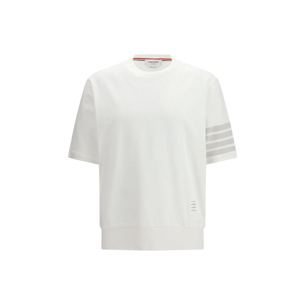 Thom Browne 4-Bar Striped Cotton T-Shirt — White