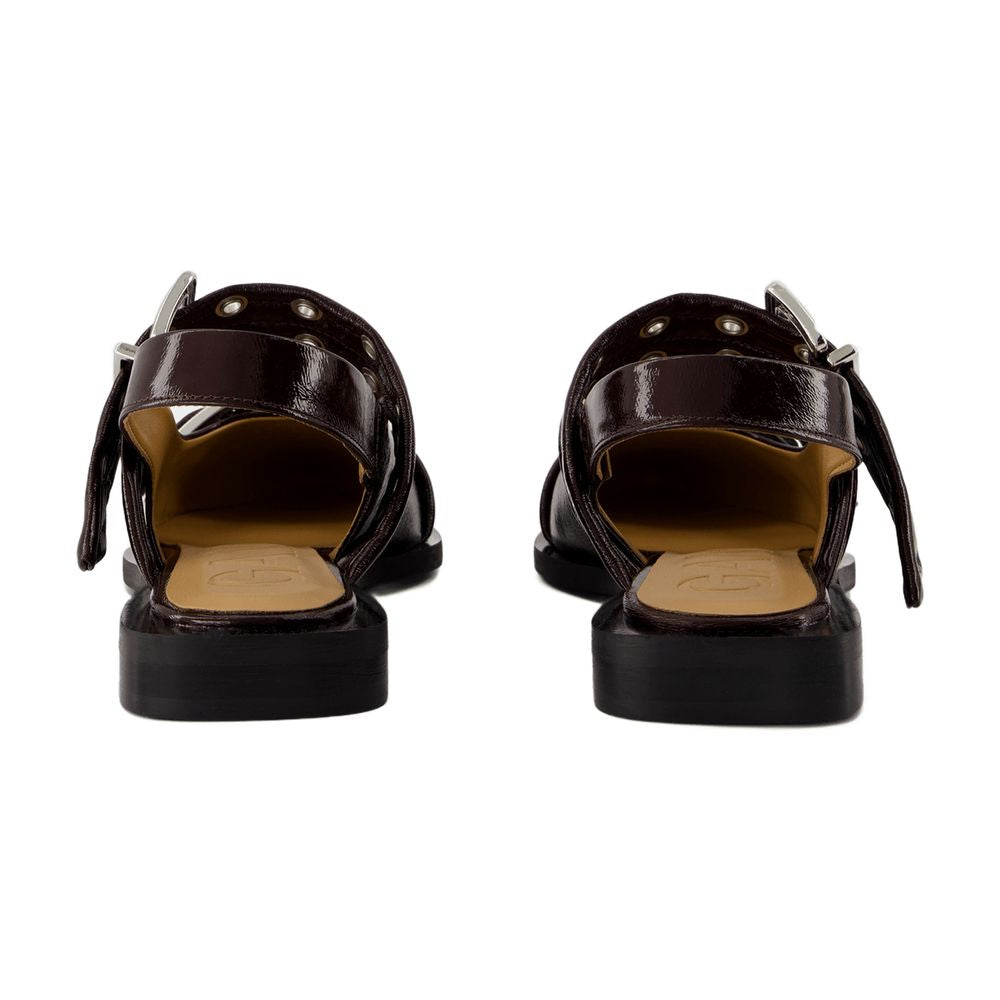 Ganni Calfskin Ballerina — Burgundy