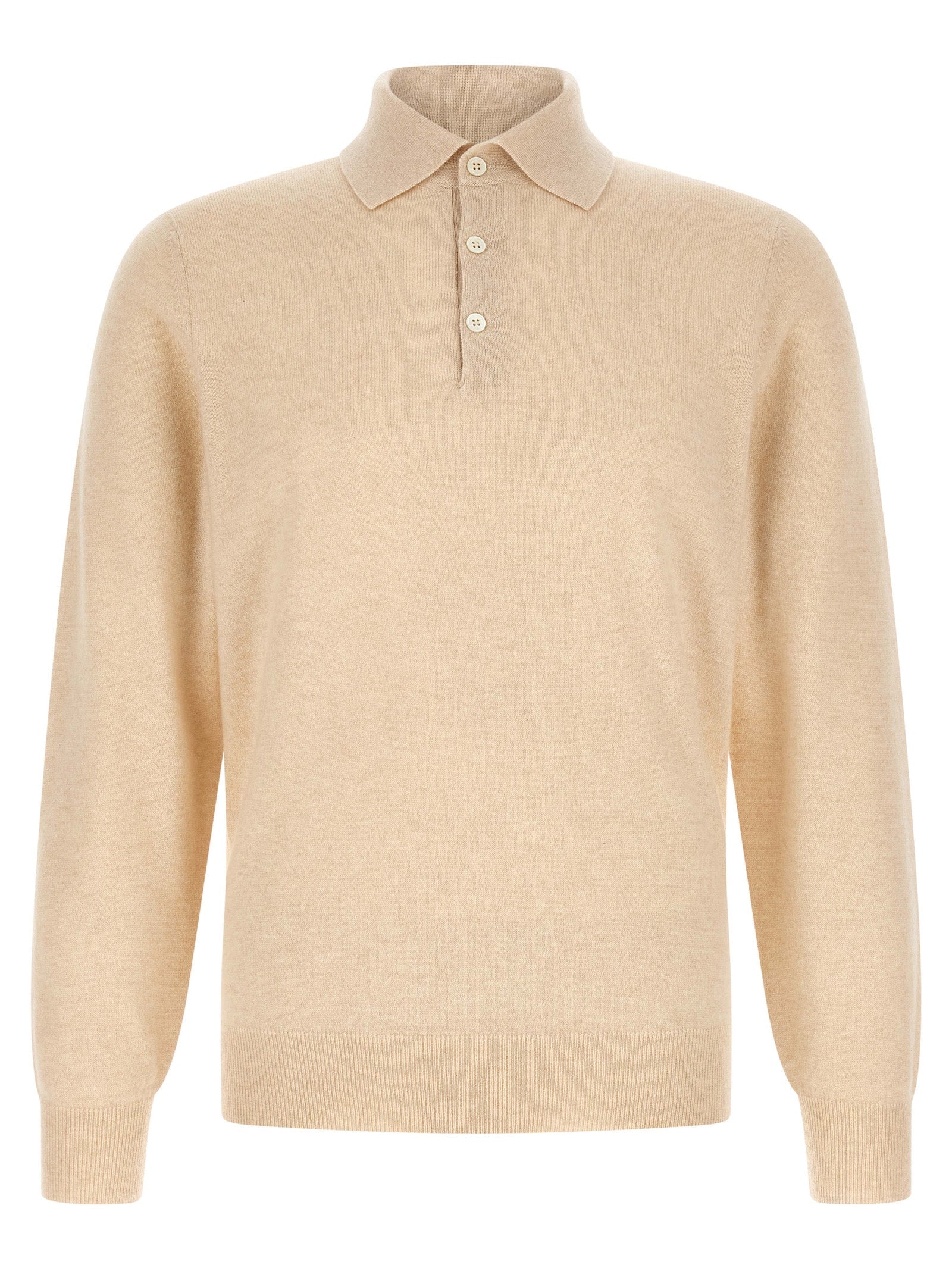 Brunello Cucinelli Cashmere Polo Polo Shirt — Beige