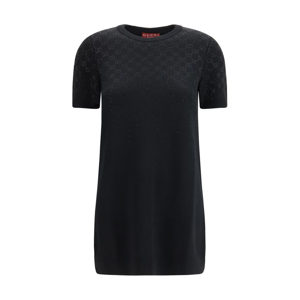 Gucci GG Crystal-Embellished Wool Blend Tunic — Black