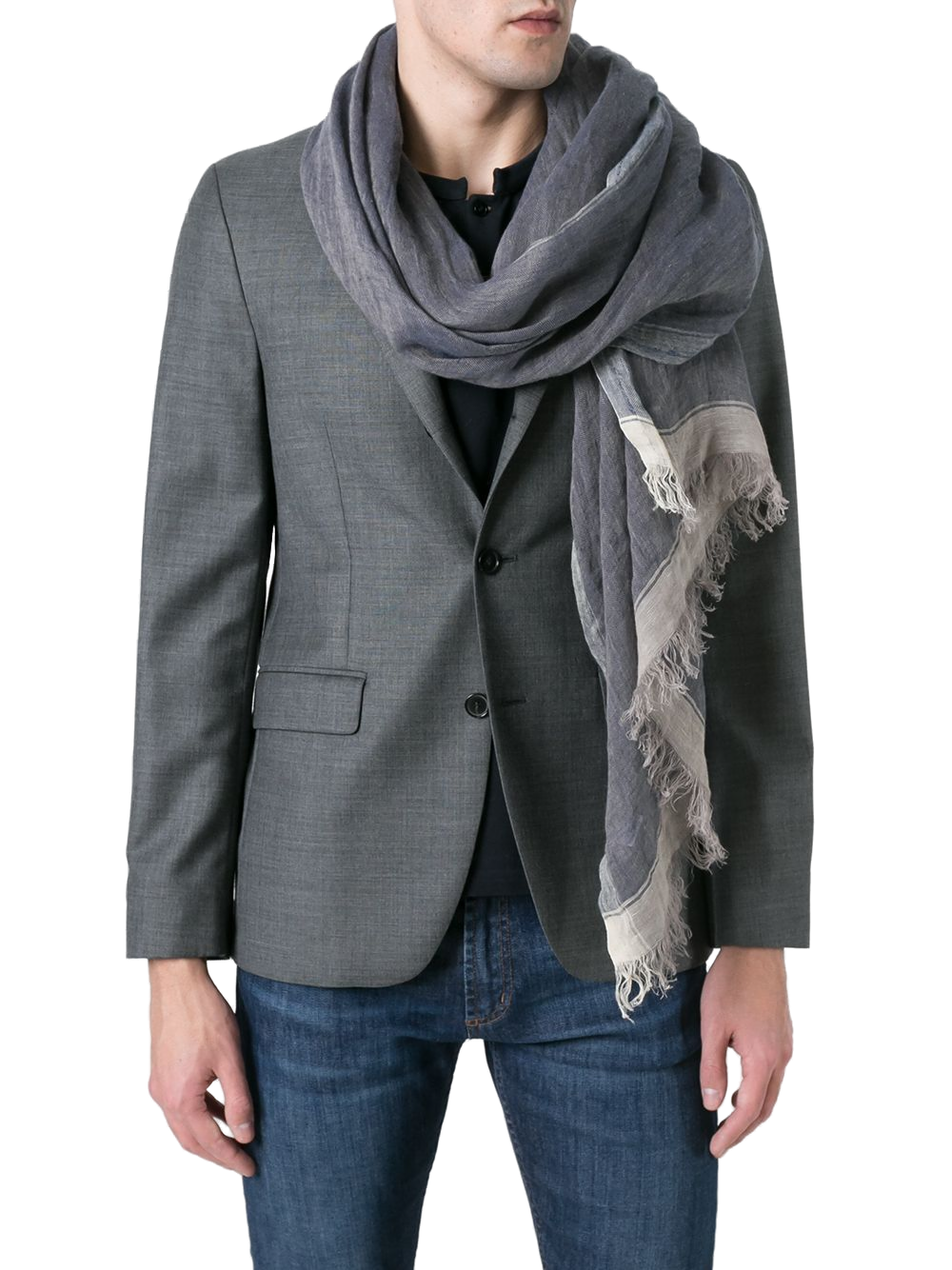 Brunello Cucinelli Frayed Linen Scarf — grey