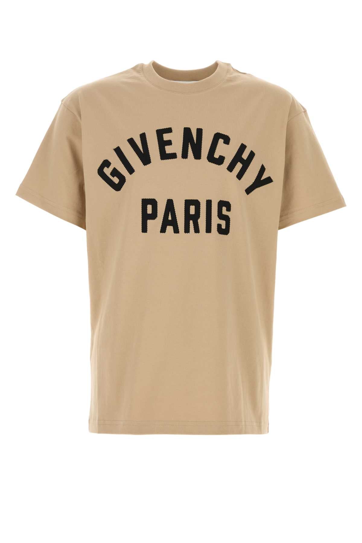 Givenchy Logo-Embroidered Cotton T-Shirt — Beige
