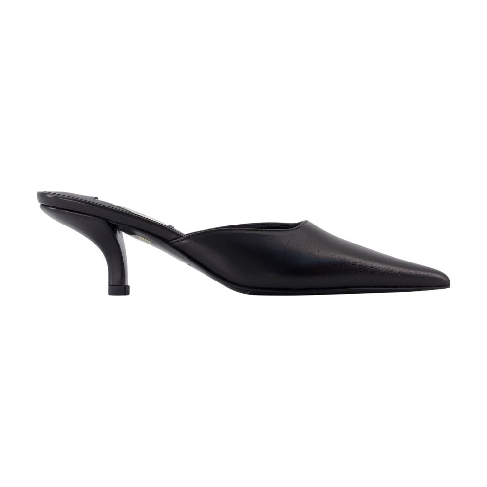 Toteme Pointed-Toe Calfskin Mule — Black
