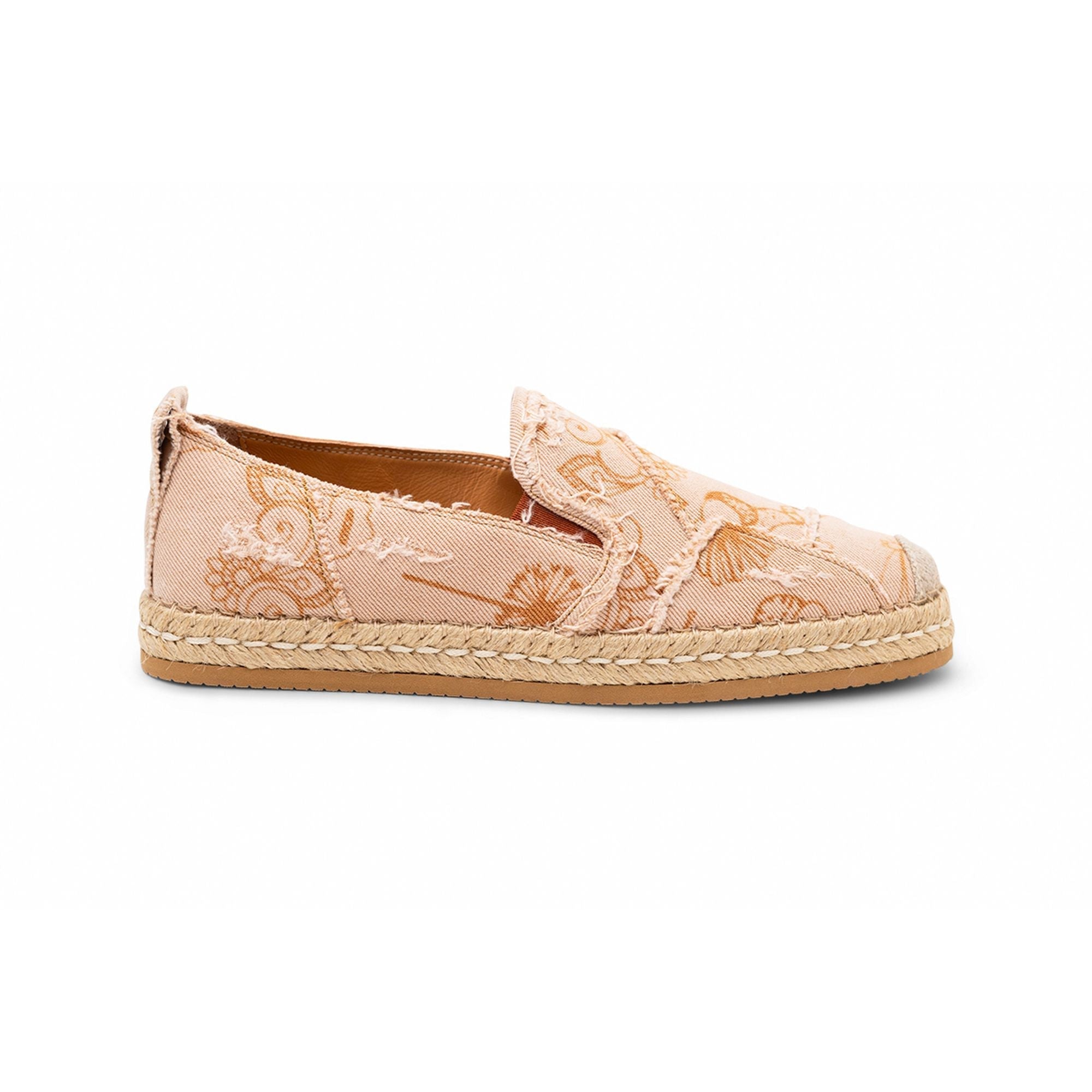 Hogan Floral-Print Frayed Espadrille — Orange