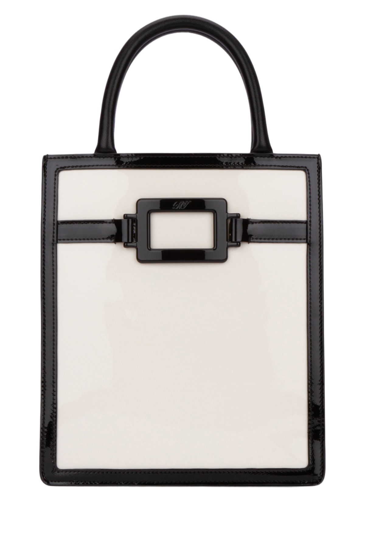 Roger Vivier Vernis and Nappa Leather Top Handle Bag — Black