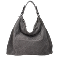 Jimmy Choo Logo-Embossed Suede Shoulder Bag — Gray