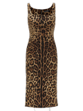 Dolce & Gabbana Leopard Print Silk Charmeuse Dress — Brown