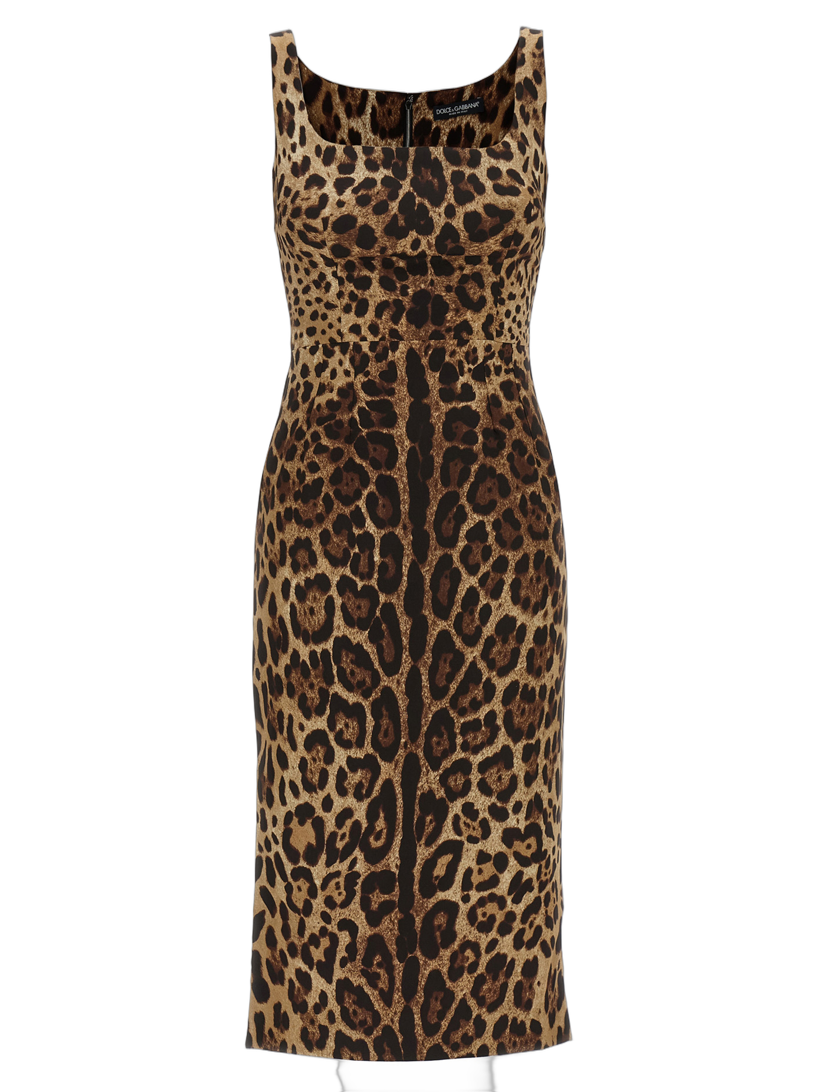 Dolce & Gabbana Leopard Print Silk Charmeuse Dress — Brown