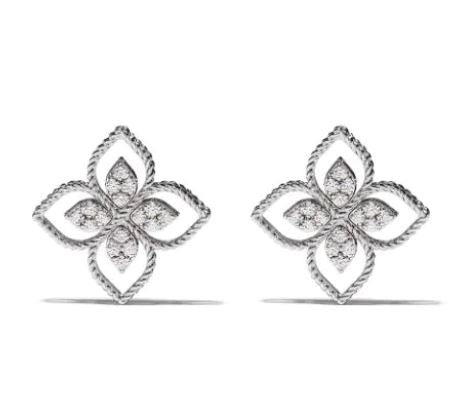 Roberto Coin Princess Flower Earrings — White