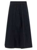 Alberta Ferretti Compact Cotton Denim Skirt — Blue