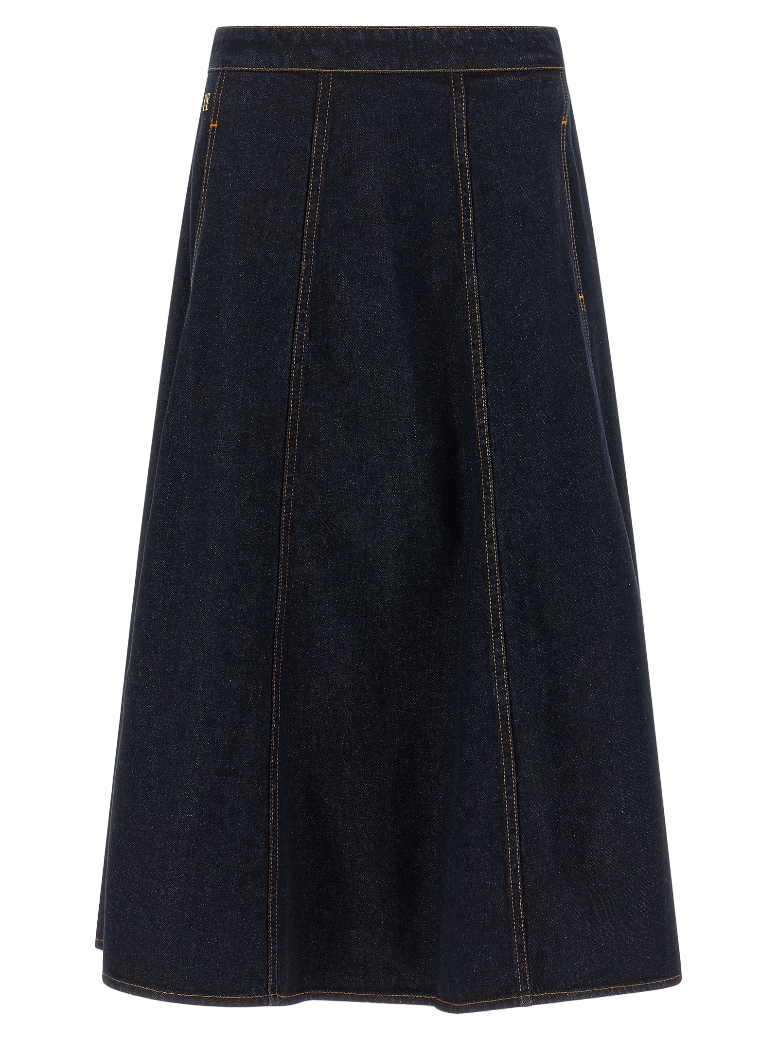 Alberta Ferretti Compact Cotton Denim Skirt — Blue