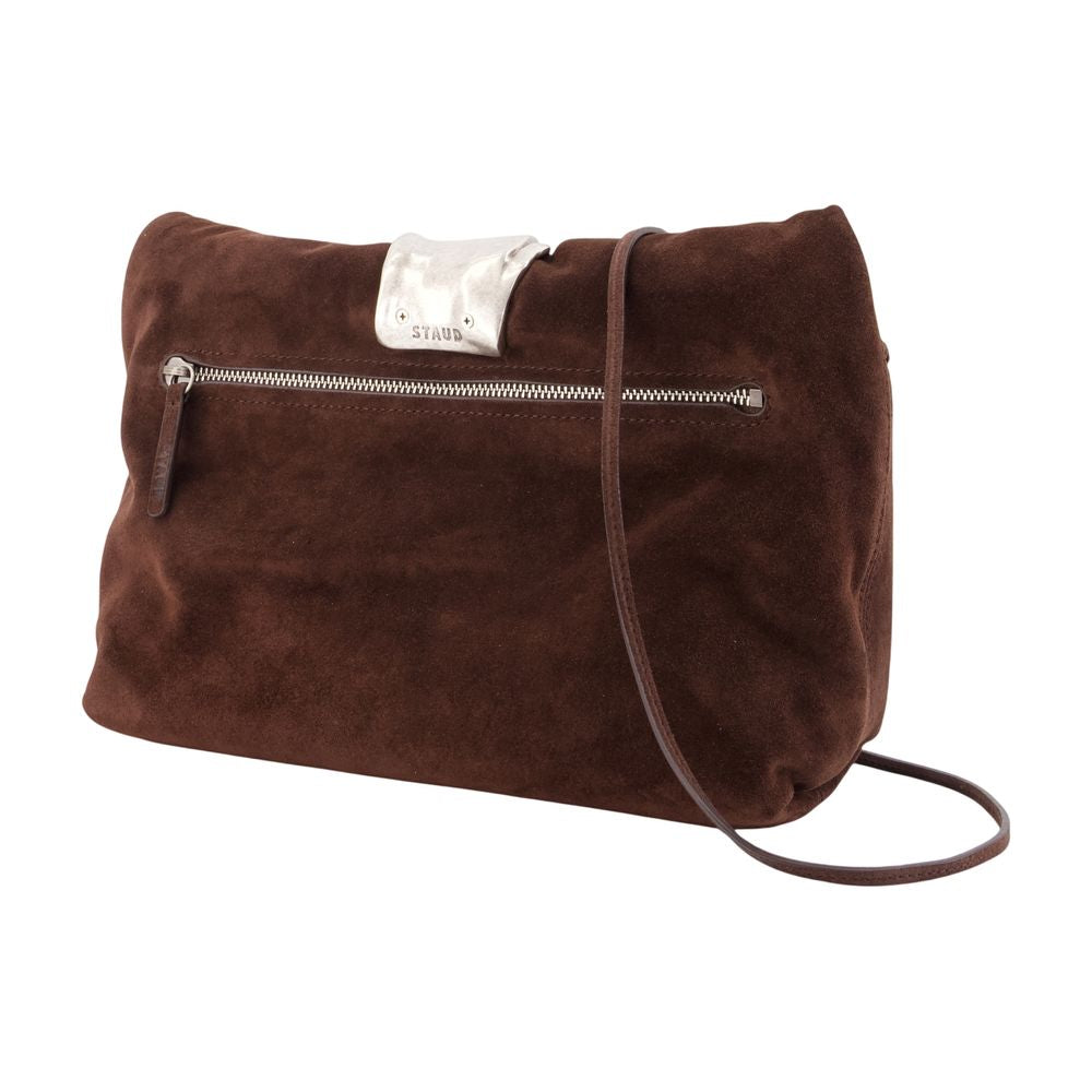 Staud Suede Leather Clutch — Brown