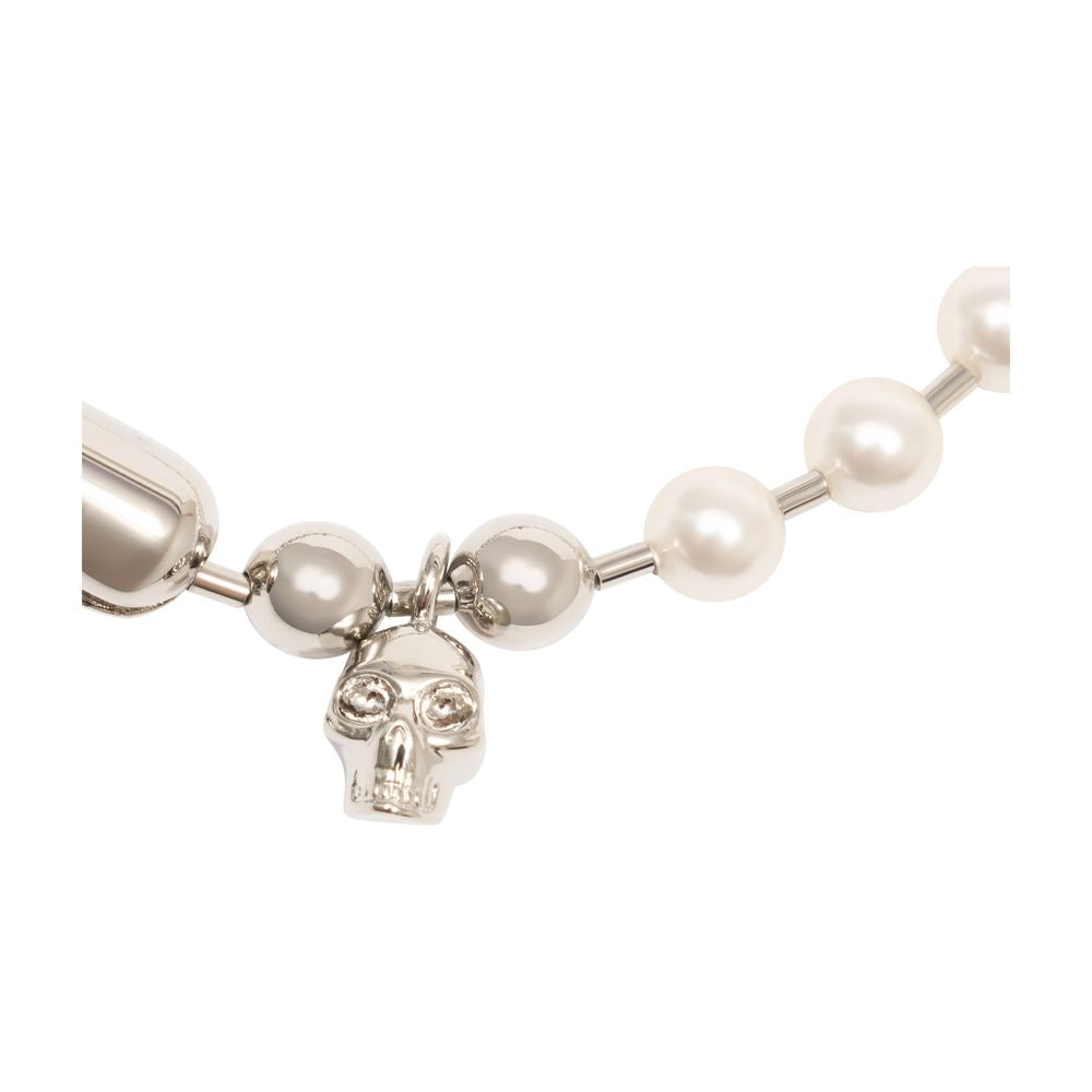 Alexander McQueen Skull Pearl Bracelet — Silver